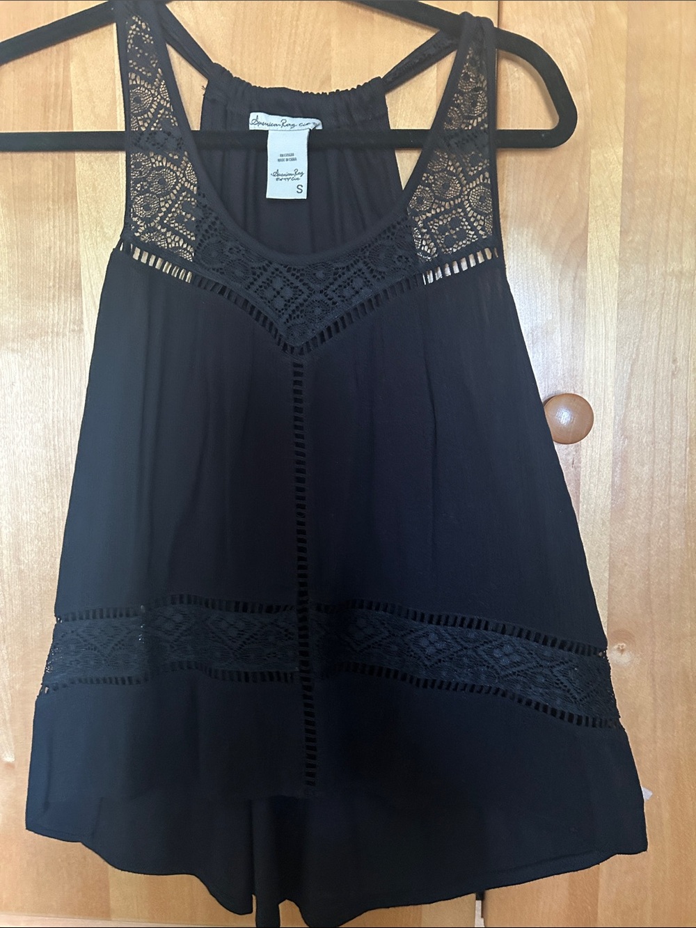 American Rag Black Lace-Trim Camisole Tank